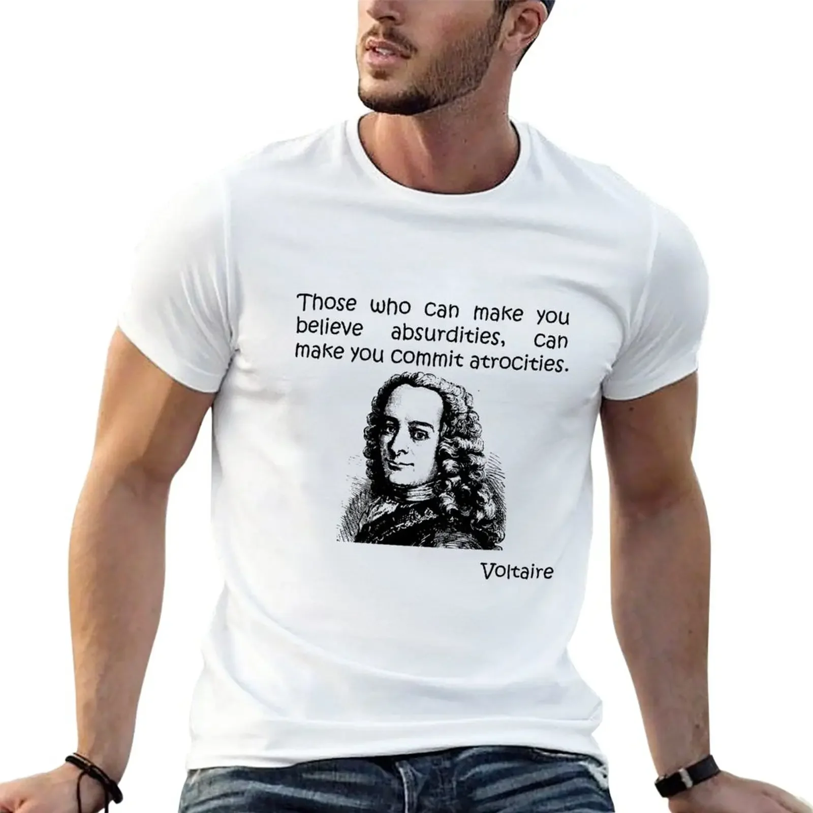 Voltaire Absurdities T-Shirt tees boys animal print plain black t shirts men