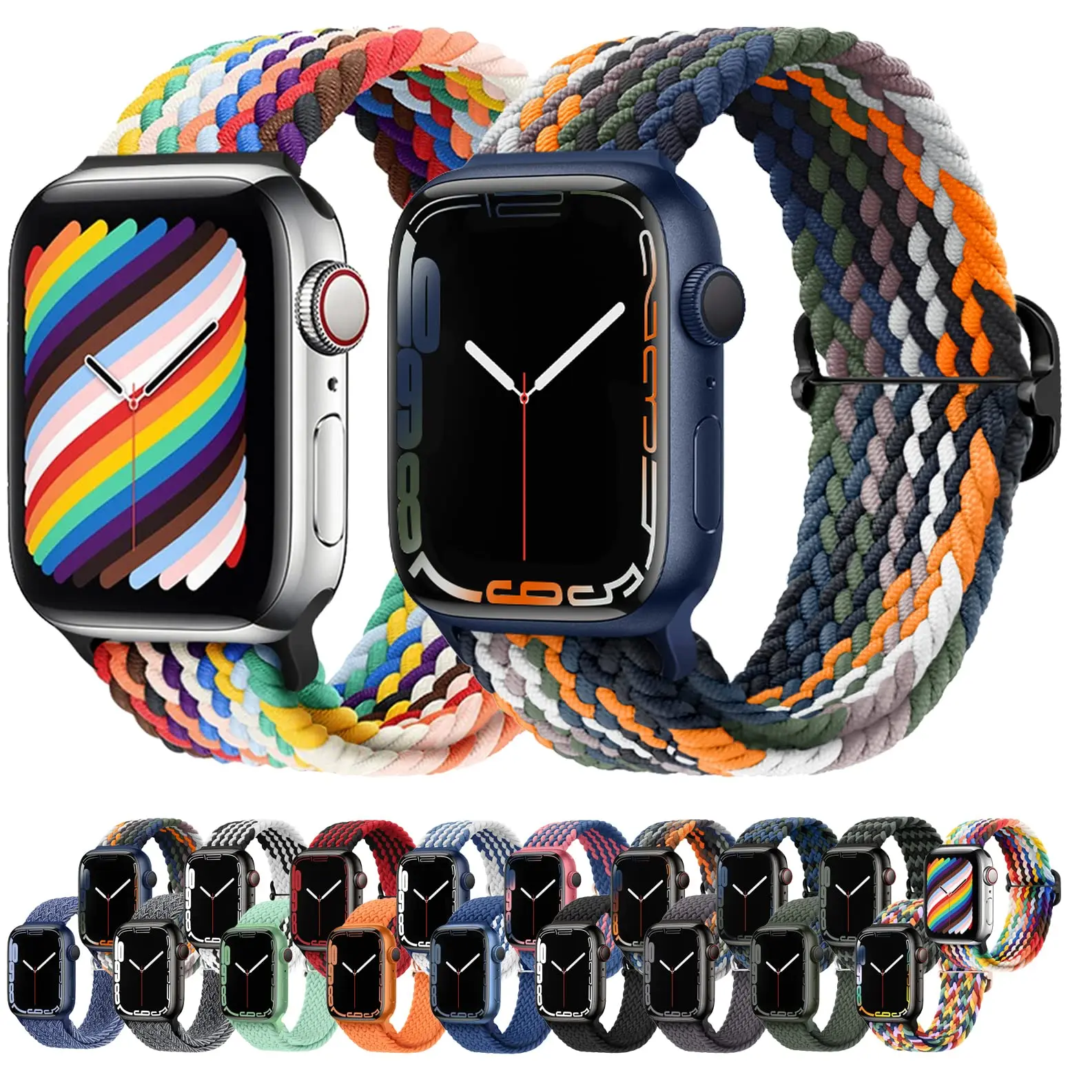 Braided Solo Loop Nylon Strap For Apple Watch band Series 10 42mm 46mm 44mm 40mm 38 41 45 49mm for iWatch 9 8 7 6 SE 5 4 Ultra