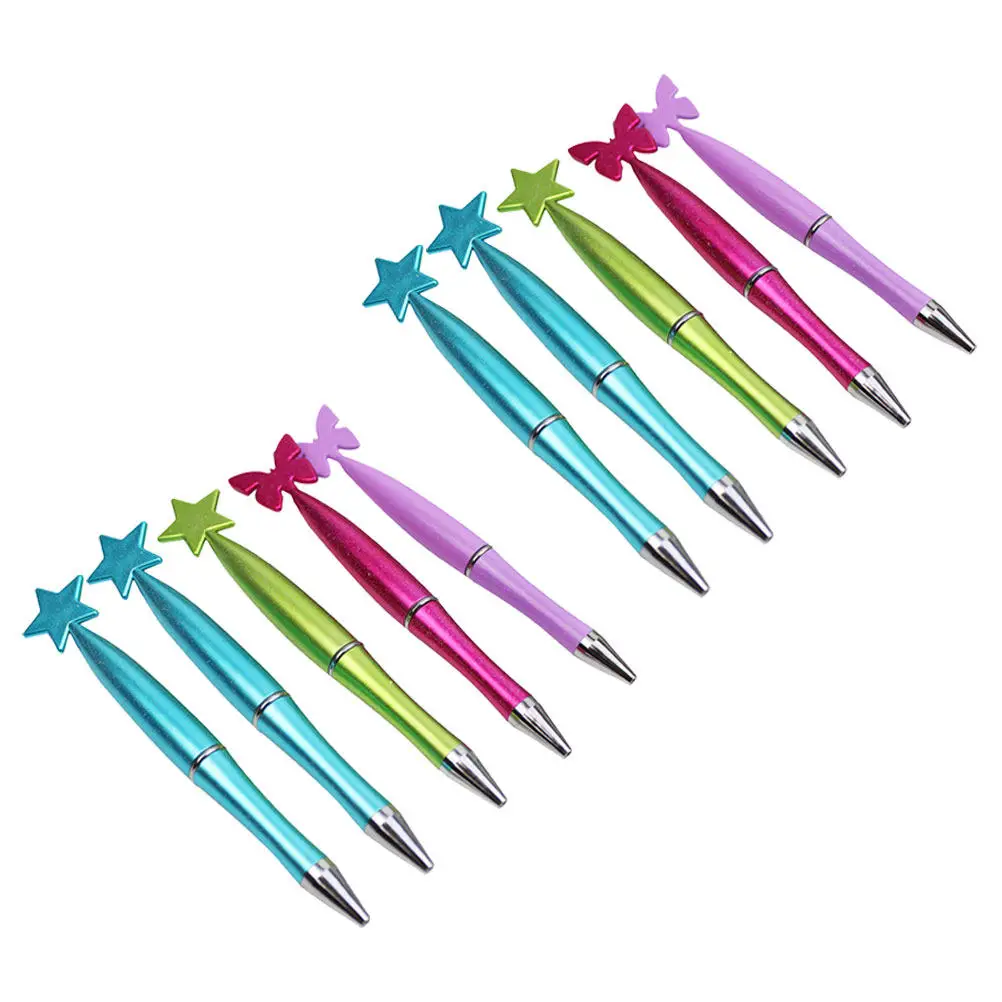 

10Pcs Rotating Ballpoint Pens Creative Butterfly Heart Star Pattern Smooth Writing Student Business Signature Writing Stationery