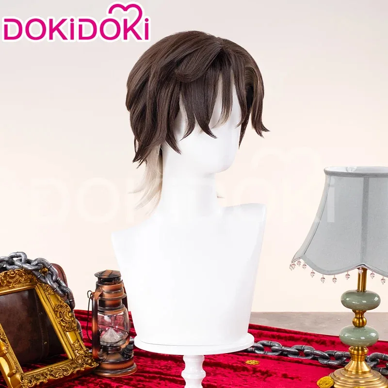

2025 enen IN STOCK Game Honkai:Star Rail Cosplay DokiDoki Men 35cm Brown Short Hair High Heat Resistant Wig Mr. Reca Fr