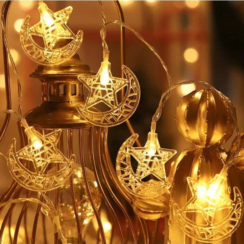 1.5/3M Eid Mubarak LED Star Moon Light String Home Islamic Muslim Festival Party Ramadan Kareem Decoration Eid Al-Adha Supplies 3