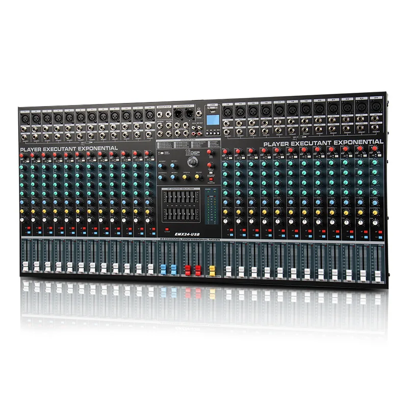 24 channel Audio Mixer DJ Controller, 16 DSP Reverb Recording Mixer with Bluetooth for Professional Performance Mixer Consoles