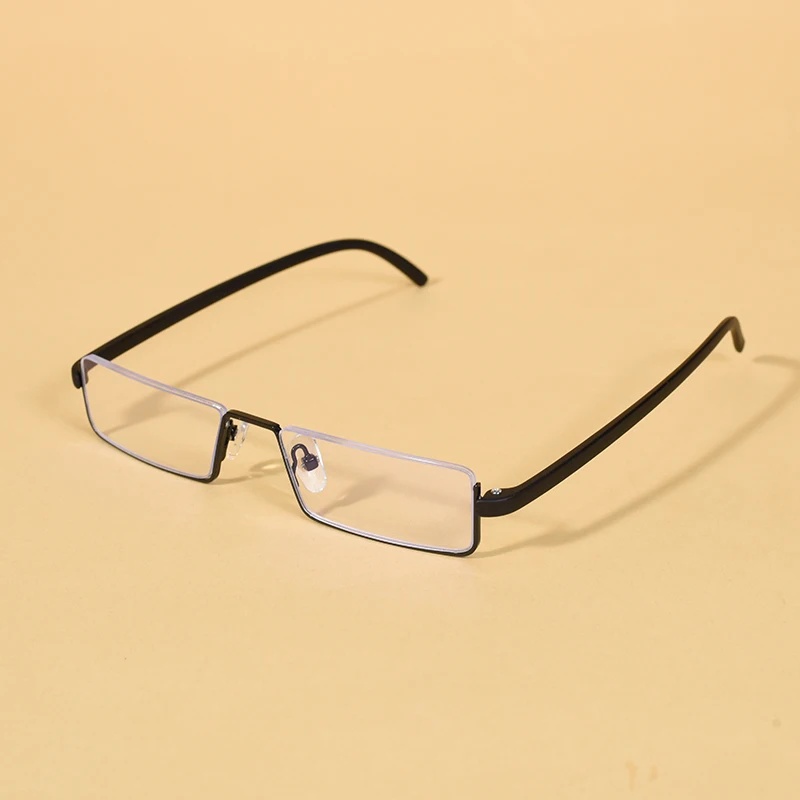 Metall Anti-Blau Licht Lesebrille Männer Halb Rahmen Brillen Männlichen Brillen Mit Fall + 125 + 175 + 225 + 275 + 300 + 350 – Detail 5