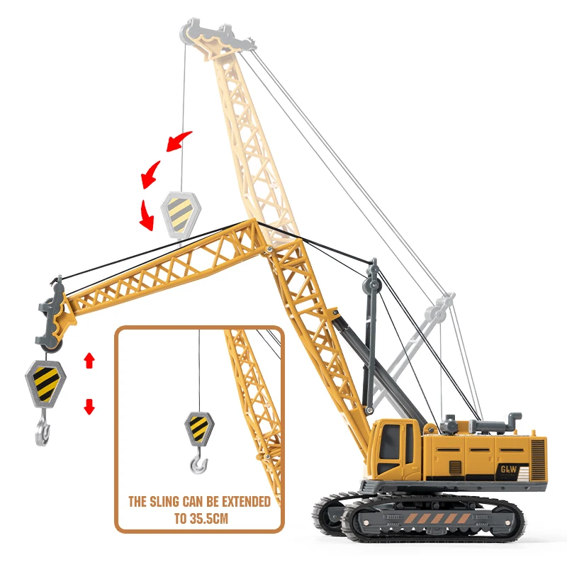 Crane Engineering Diecast Alloy+Plastic Tractor Kids Construction Truck Educational Toys for Boys Children Vehicle Model Gift