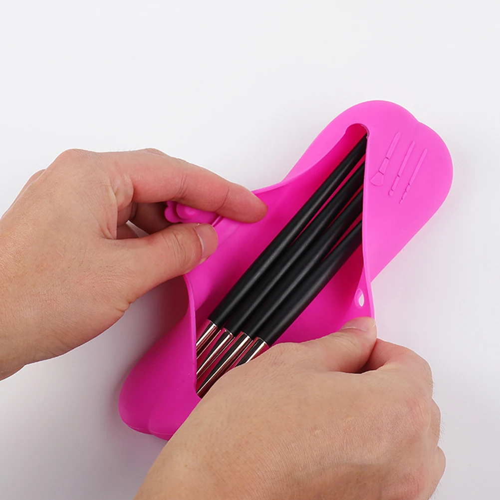 

Silicone Makeup Brush Holder Lightweight Travel Case Toiletry Bag Storage Pouch for Brushes Lipsticks Eyeshadows