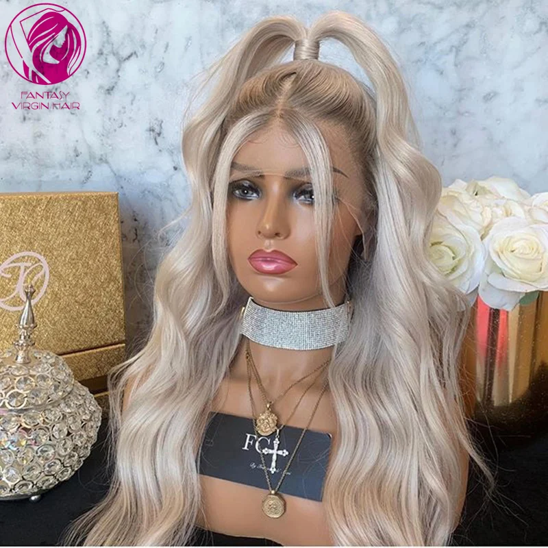 Full Lace Wig Brazilian Silver Lace Frontal Wig 100% Human Hair Wigs 613 Blonde Full Lace Human Hair Wig For Women