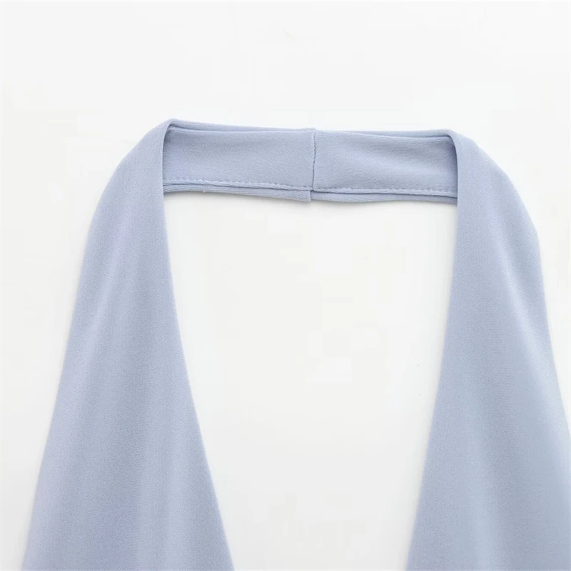 KEYANKETIAN 2025 Zomer Nieuwe vrouwen Halter V-hals Backless Slanke Mini Jurk Effen kleur Mode Sexy Mouwloze A-lijn Jurken