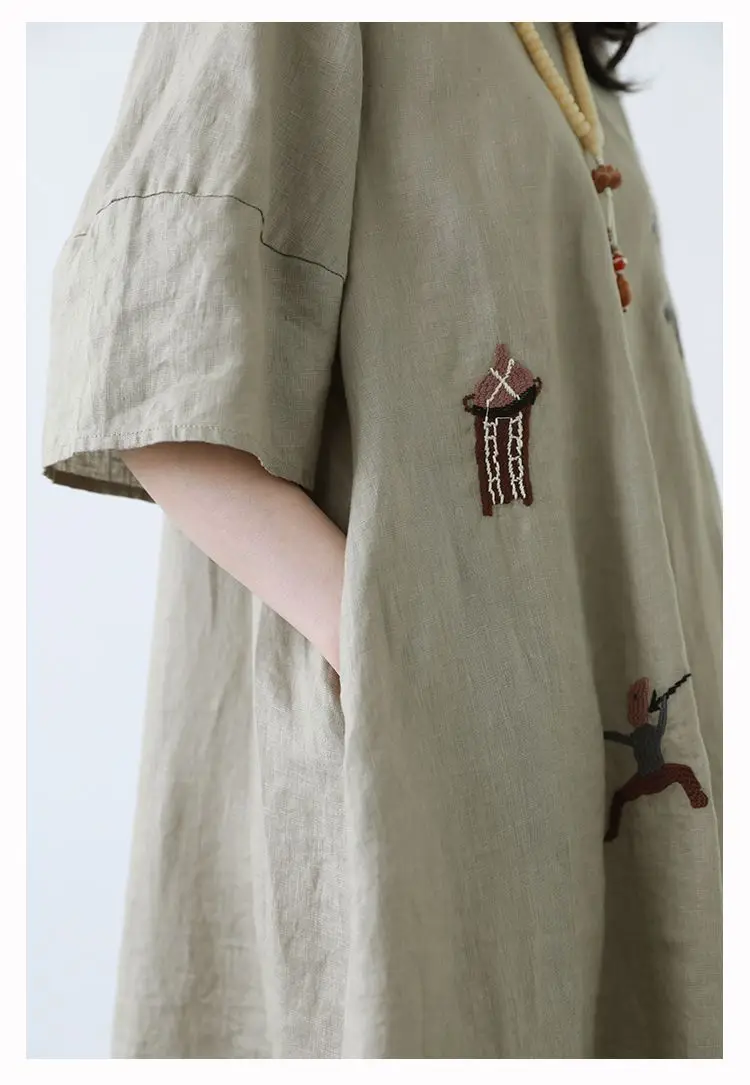 夏の新しいレディースTシャツワンピース刺繍ルーズドレス