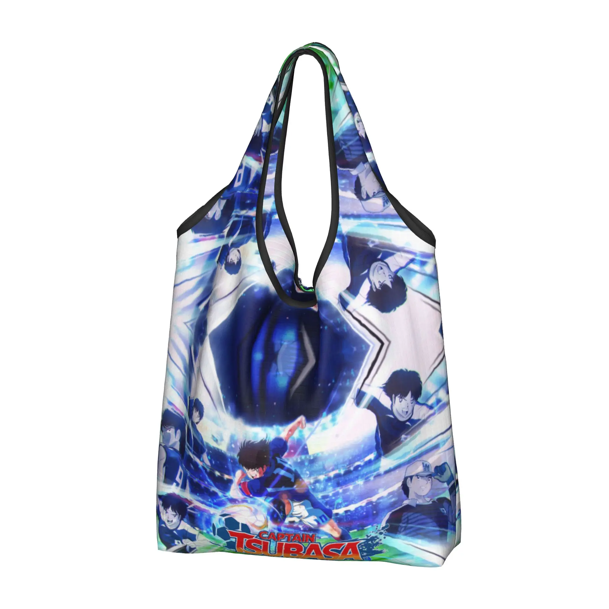 Captain Tsubasa Grocery Shopping Bags Cute Shopper Tote Shoulder Bag Big Capacity Portable Anime Boy Football Motion Handbag