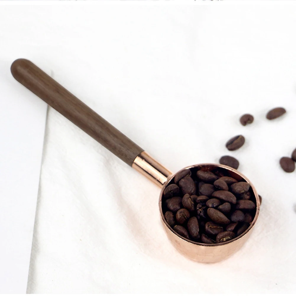 Coffee Bean Measuring Spoon Solid Wood Copper Measuring Spoon Coffee Powder Quantitative Spoon Measuring Spoon 10G