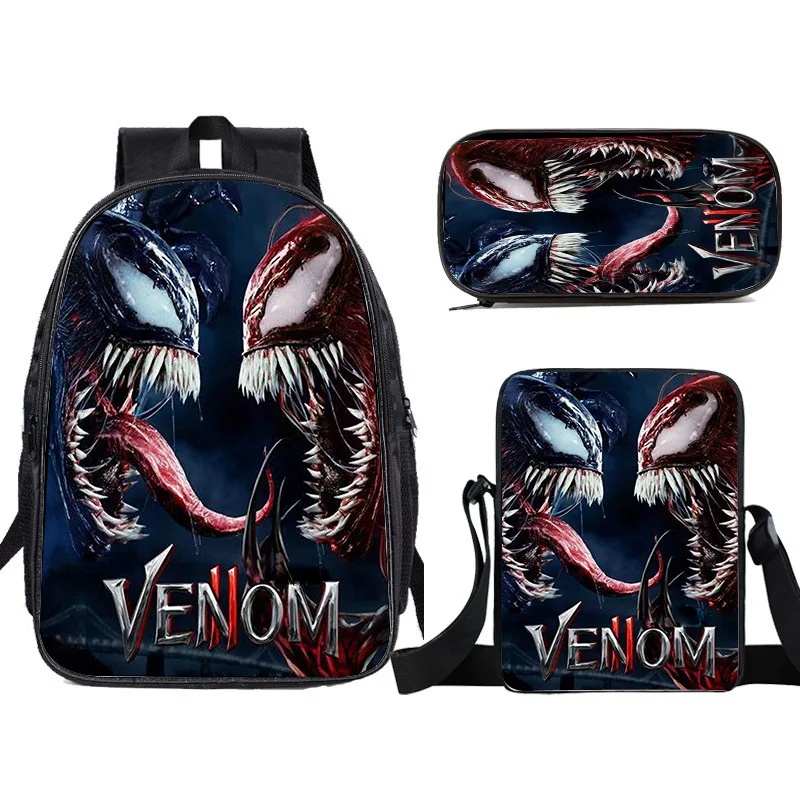

Boys Girls Venom 3 in 1 Backpack Set Student Back to School Bag Shoulder Bag Pencil Case Casual Daypack for Kids