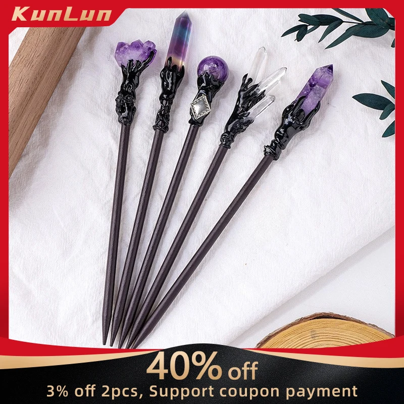 

Ancient Styles Natural Crystal Column Hairpin Simple Hairpins Collectible Step Accessories Creative Birthday Gift for Girlfriend