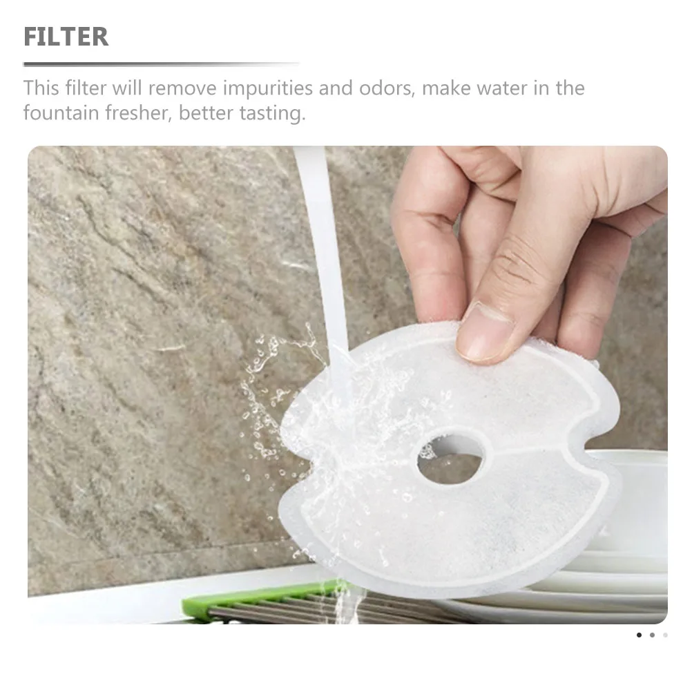 

2 Sets Round Filter Pet Water Fountain Replacement Cat Dog Household ABS Non-woven Softens Removes Impurities Odors