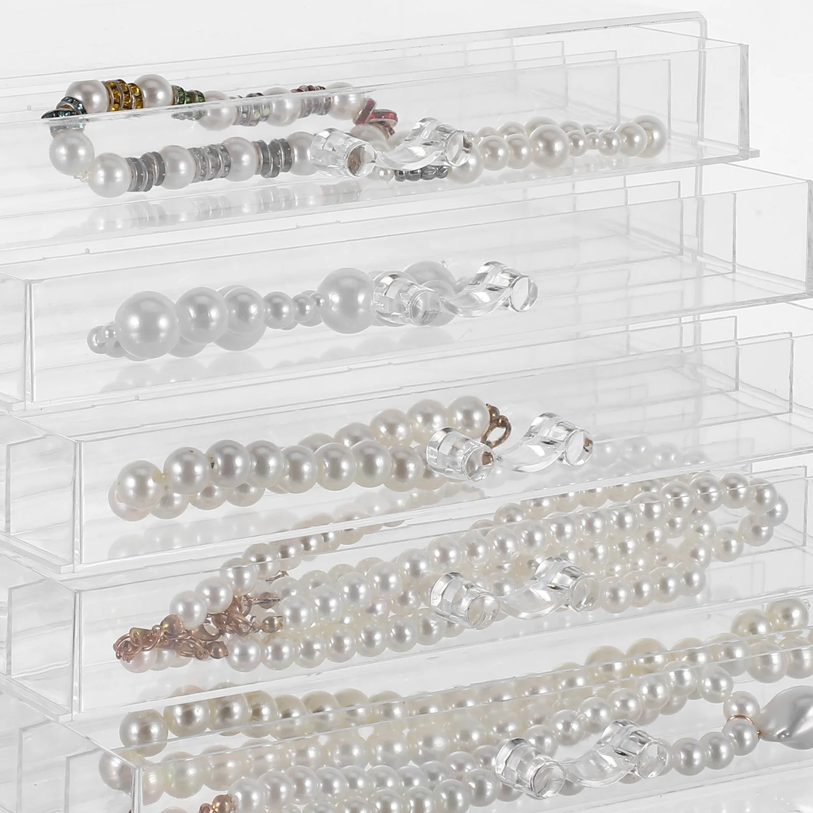 5 Laci Penyimpanan Kalung Organizer Perhiasan Transparan Kotak Display Tempat Kalung Organizer Penyimpanan Kalung