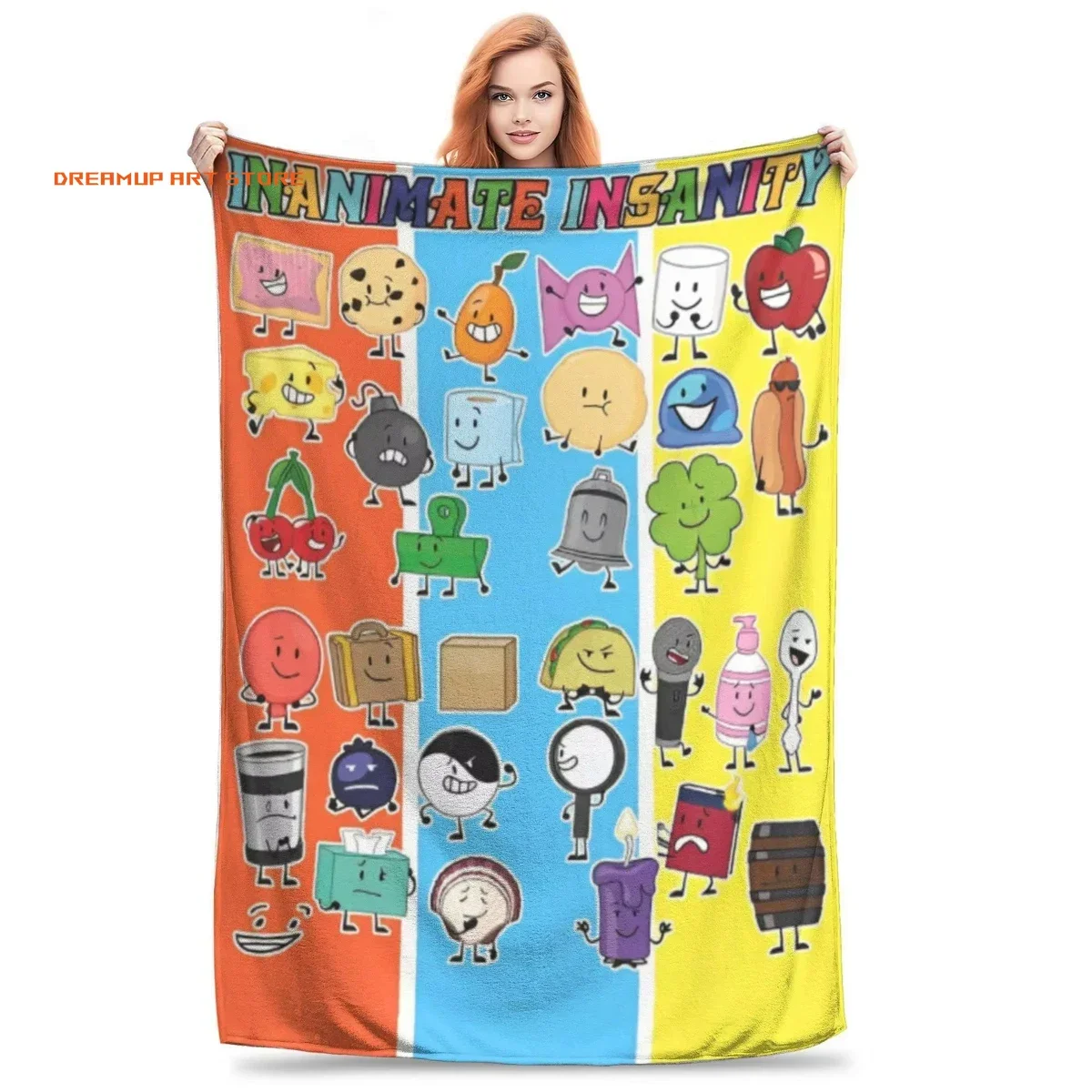 2026 Cartoon BFDI & Inanimate InsanityBlanket All Characters Plush Vintage Soft Throw Blanket Chair Covering Sofa All Season Bed