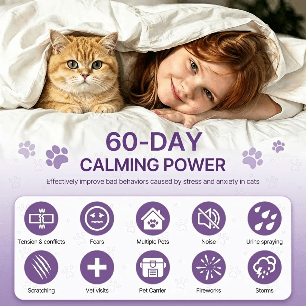 Pheromone Diffuser for Cat Dog Cat Pheromone Plug-In Relaxants Start 30-Day Refill Calming Spray for Calm Relaxing Home Indoor