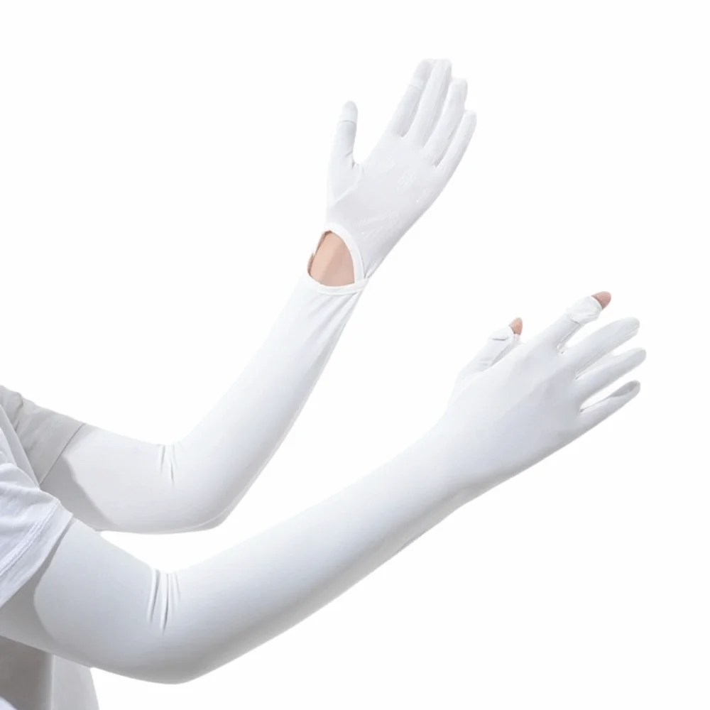 

Simple Solid Color Long Sleeve Non-slip Flip Sunscreen Sleeve Gloves Breathable Elastic Ice Silk Arm Sleeve Men