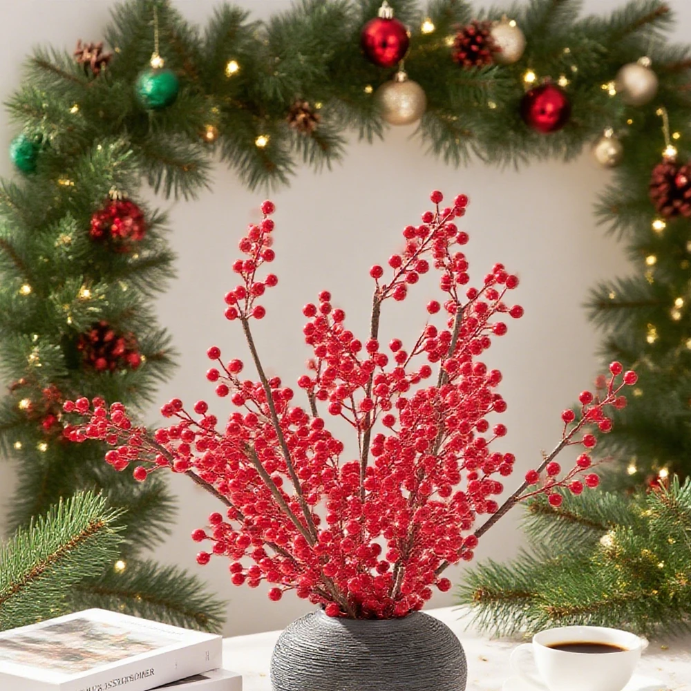 2/4 stücke Künstliche Pflanze Holly Kleine Rote Obst Weihnachten Home Zimmer Vase Tisch Dekor Outdoor Garten Bouquet Hochzeit DIY Geschenk Box