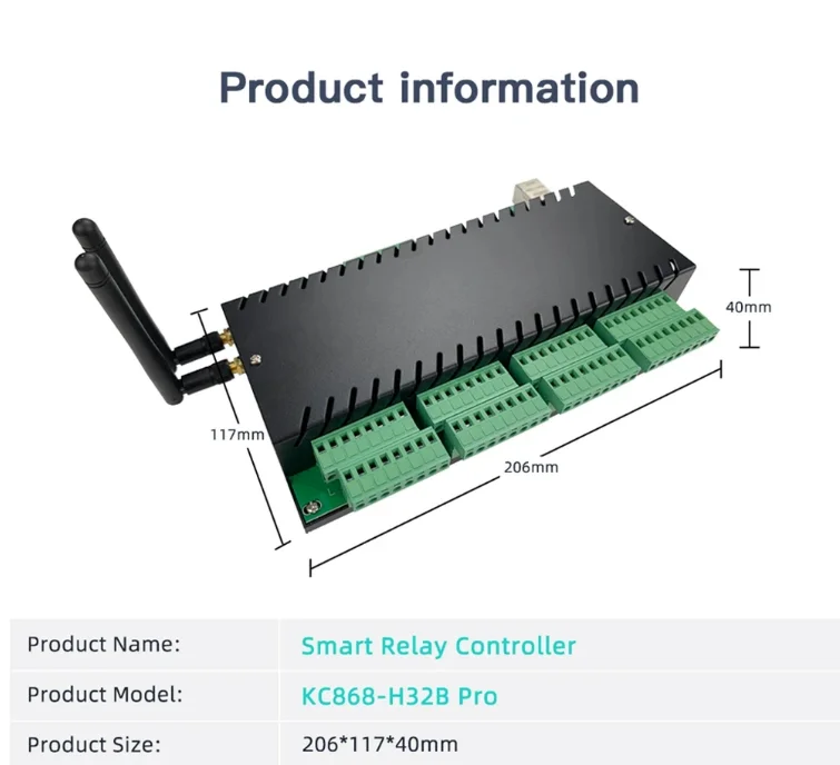 KC868-H32B PRO Tuya Smart Home Controller Module Switch Relay ESP32 Tasmota ESPHome Voice Control WiFi/RJ45/RS485 Modbus