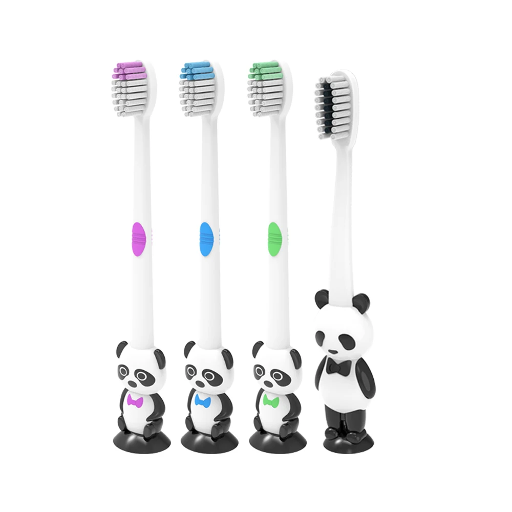 4 PCS Kinder Zahnbürste Nette Panda Griff Weichen Borsten Zähne Pinsel Mundhygiene Dental Reinigung Für 3-12 Jahre alt