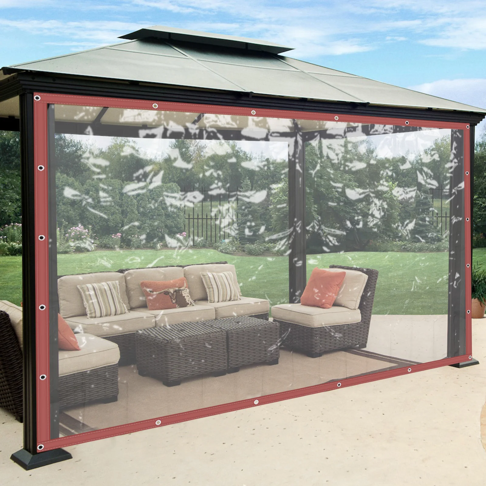 

8*20ft PVC Plastic Rainproof Tarpaulin Outdoor Clear Awning Canopy Tarp Curtain Brown/Black