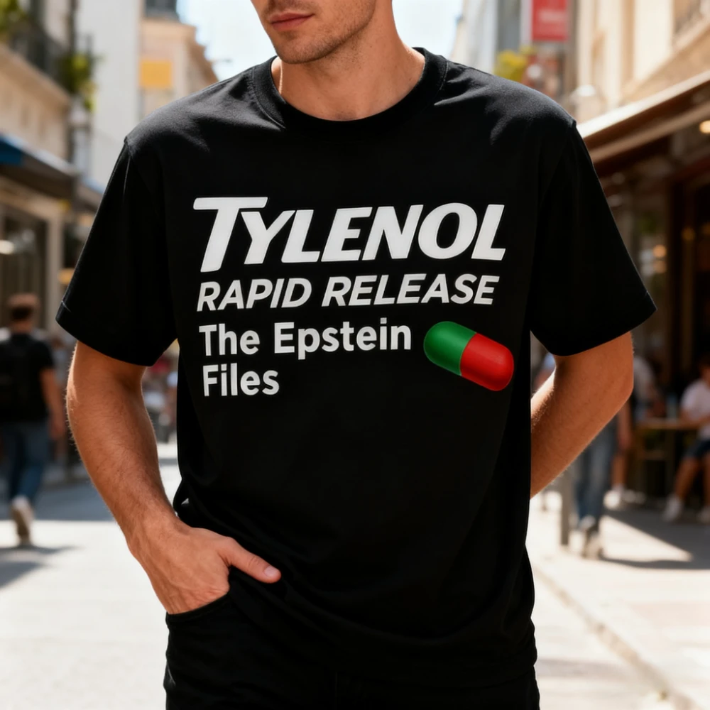 

Tylenol Rapid Release Parody Shirt Funny Conspiracy Tee Dark Humor Graphic Tshirt Mens Fashion Casual Daily Life Streetwear
