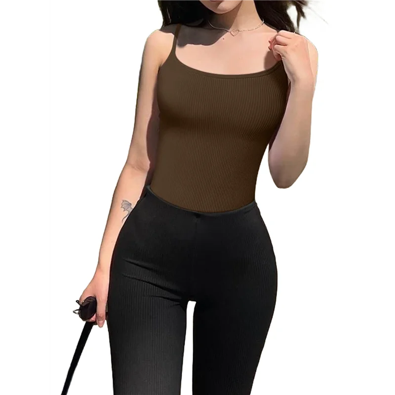 

【SEE】Women's 3 Piece Bodysuits Ribbed Sleeveless Adjustable Spaghetti Strips Tops Leotard 2025 Summer