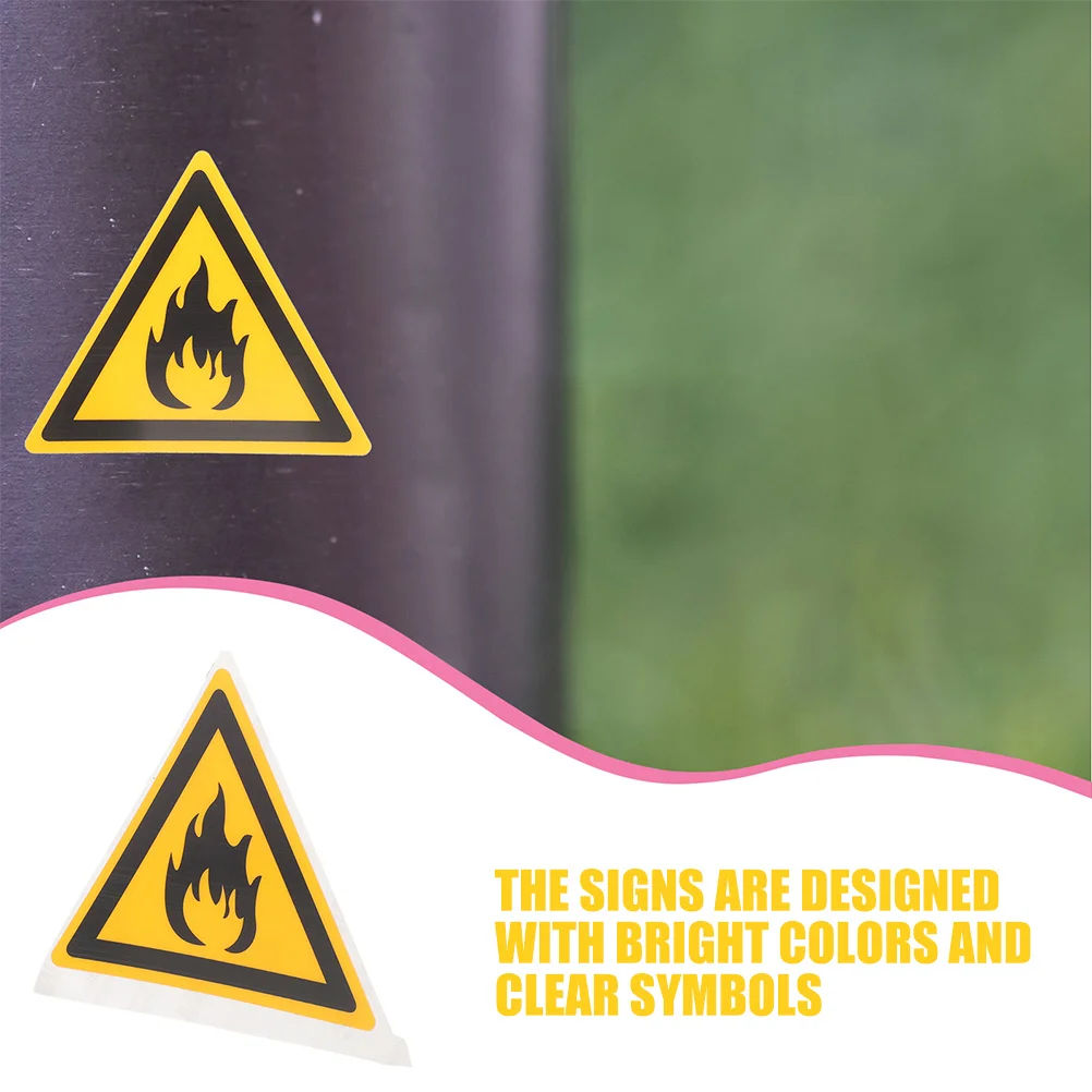 2pcs Fireproof Sign Boards Bright Hazard Warning Stickers Durable Pet Safety Decals For Outdoor Use