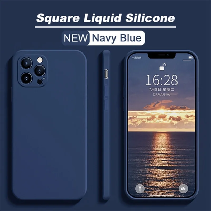 Originele Siliconen rechte rand Case Voor iPhone 11 12 13 14 15 Pro XS Max XR X 8 7 Shockproof Funda Cover - afbeelding 1