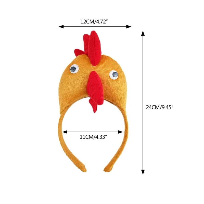 Adult Kids Fuuny Chicken Rooster Headband Lovely Cartoon Animal Hair Hoop for Easter Festive Party Daily Wear Wide Headpiece