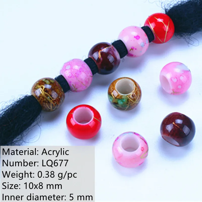20-50 Pcs/set Hair Beads Plastic Colorful Jelly Color Crochet Kids Braids Hair Braid Dread Dreadlock Beads Cuffs African Braids
