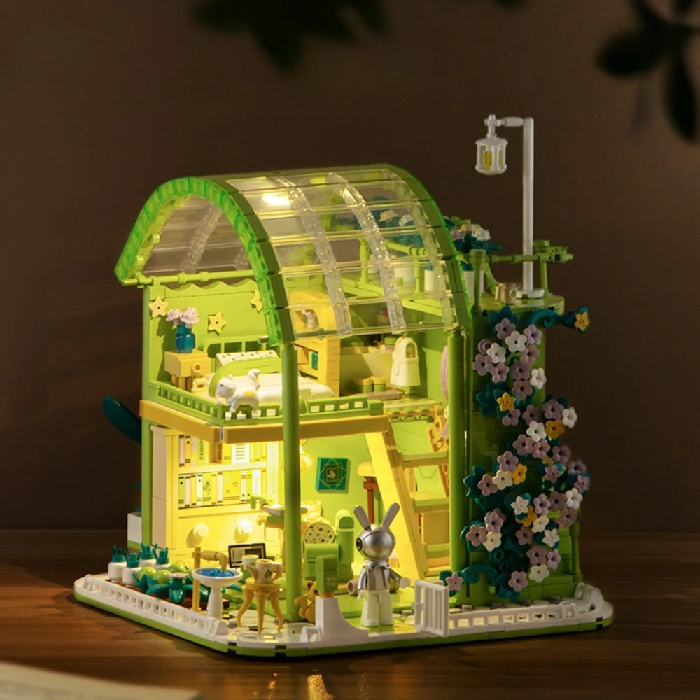Moc primavera jardim cenário blocos de construção conjunto flor árvore sala cabine casa idéia arquitetônica brinquedos para crianças presentes aniversário