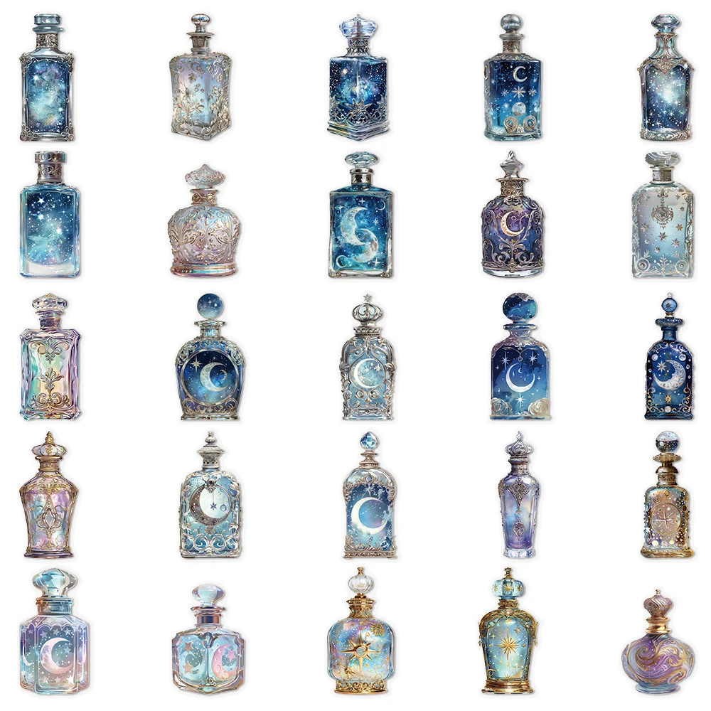 10/30/50 stuks Leuke Cartoon Transparante Maanfles Esthetische Graffiti Stickers Laptop Telefoon Dagboek Koffer Decoratie Sticker speelgoed