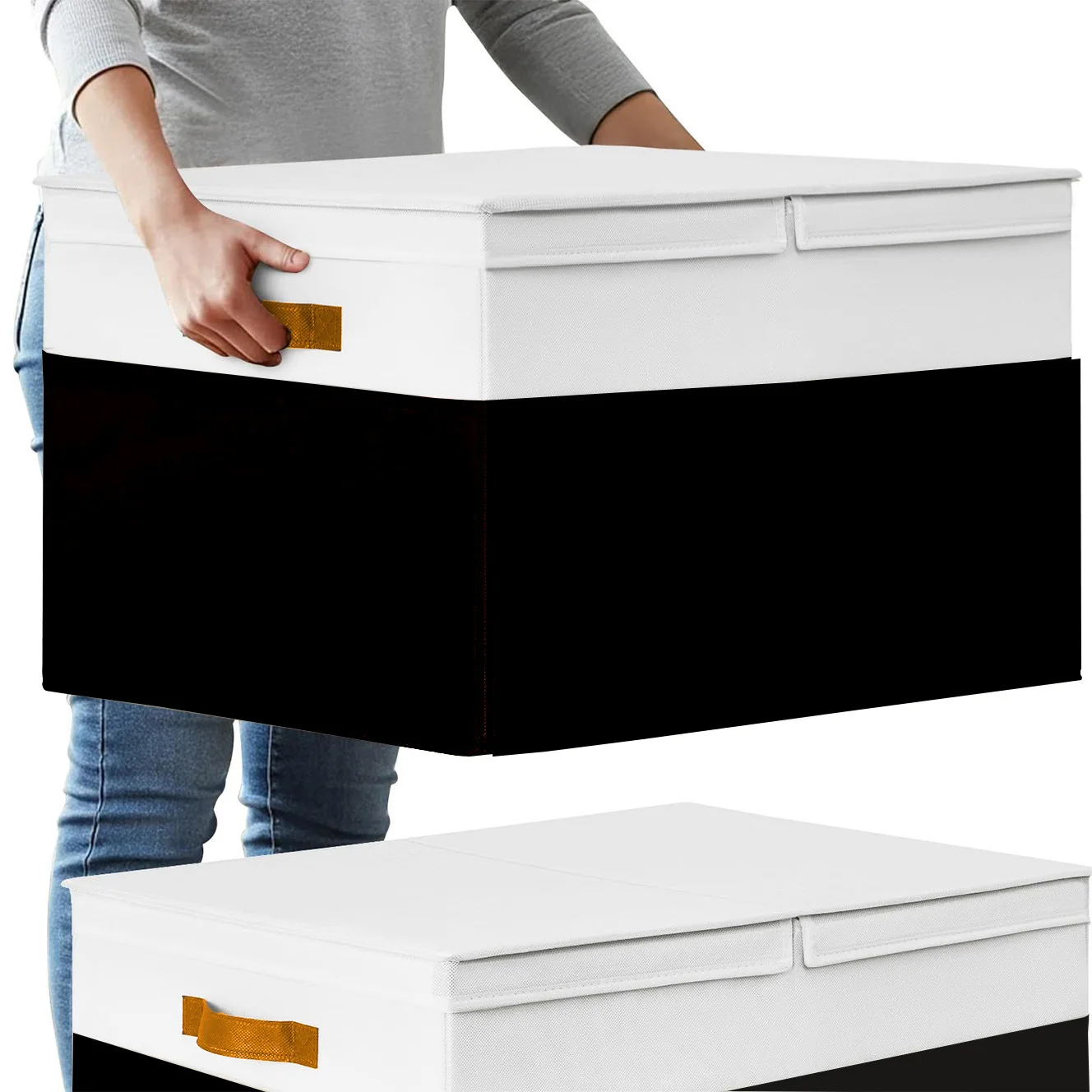 

Lid Storage Box - Foldable Storage Bin with Seal Cover for Clothes/Toys, Large Capacity Wardrobe Organizer for Home Use