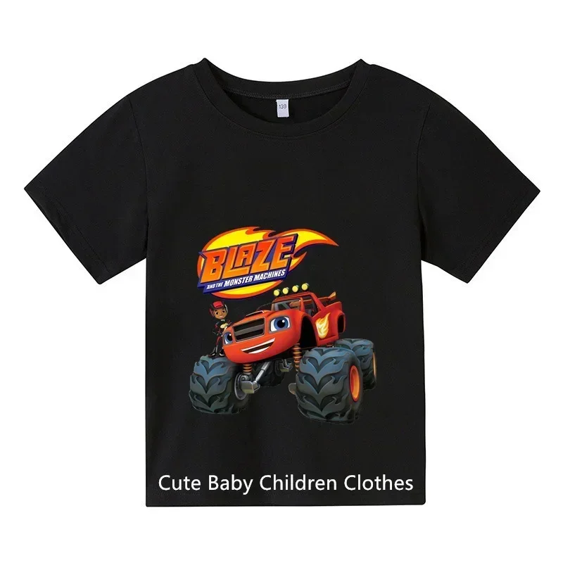 Blaze and The Monster Machines Cartoon Kids Funny T-Shirts Baby Boys Cool Summer T Shirt Children Tops Girls Clothes Tees