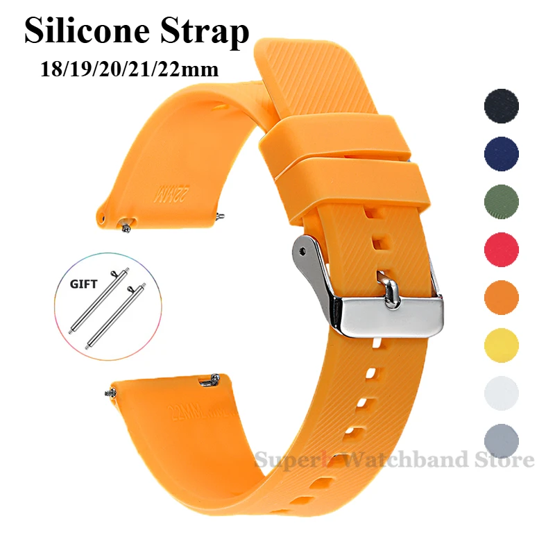 Pulseira de relógio de silicone para samsung galaxy3 4 5 pulseira de liberação rápida para huawei gt2/3 pulseira esportiva macia 18mm 19mm 20mm 21mm 22mm