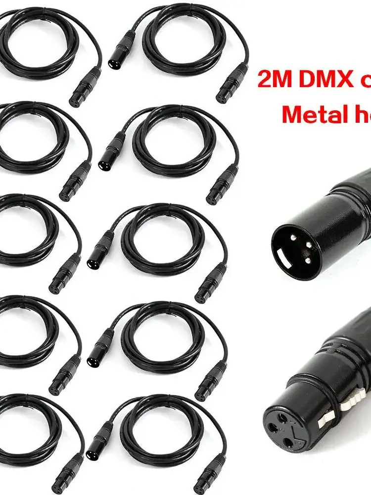 DMX-Kabel 10 Stück 2m 3-polig Bühnenbeleuchtungskabel Schwarz Audio-Steuerkabel für Moving Head Light Par Light DJ Party Hochzeit