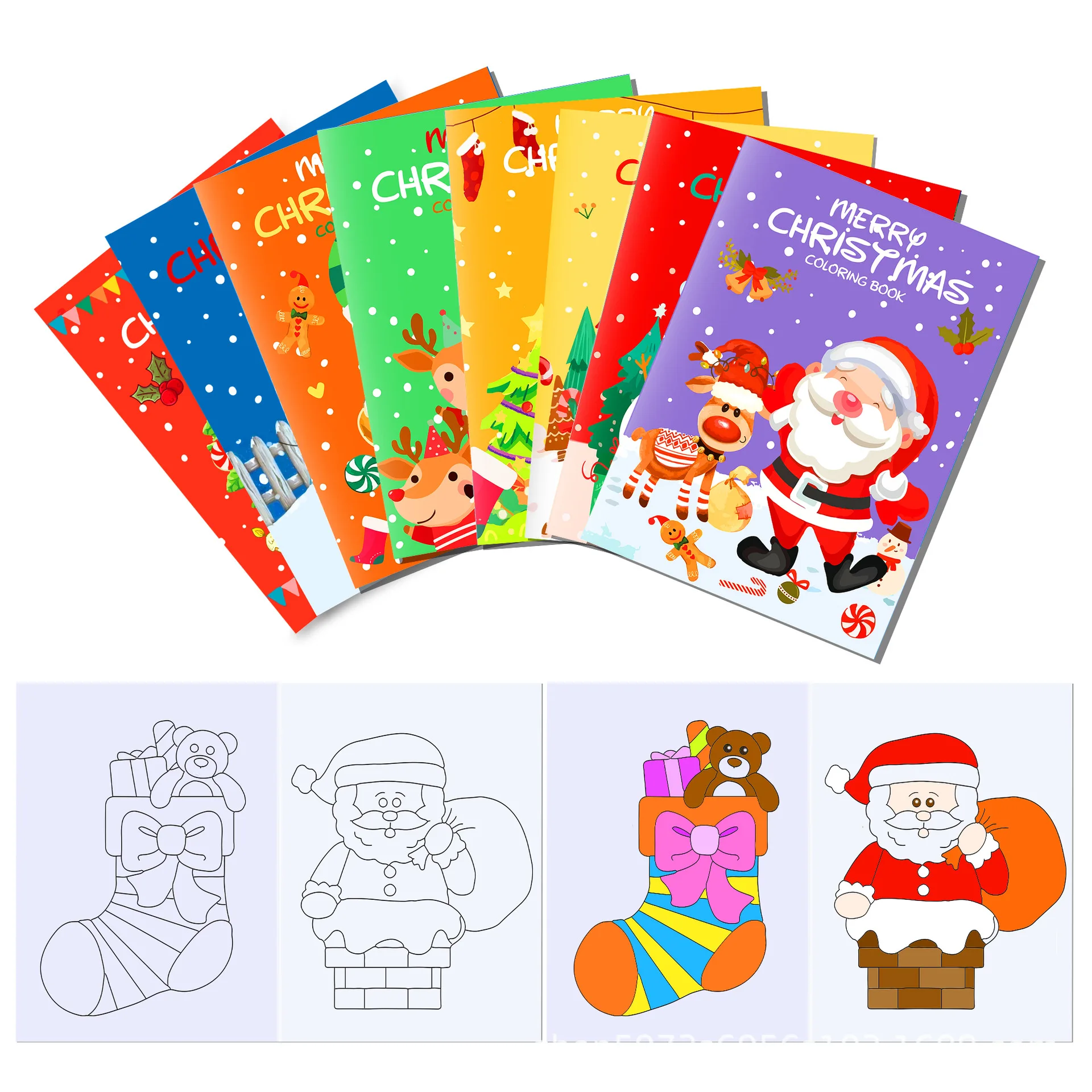 Two sets, Christmas diy colorful cartoon drawing books, picture book sets for Christmas gifts for kids