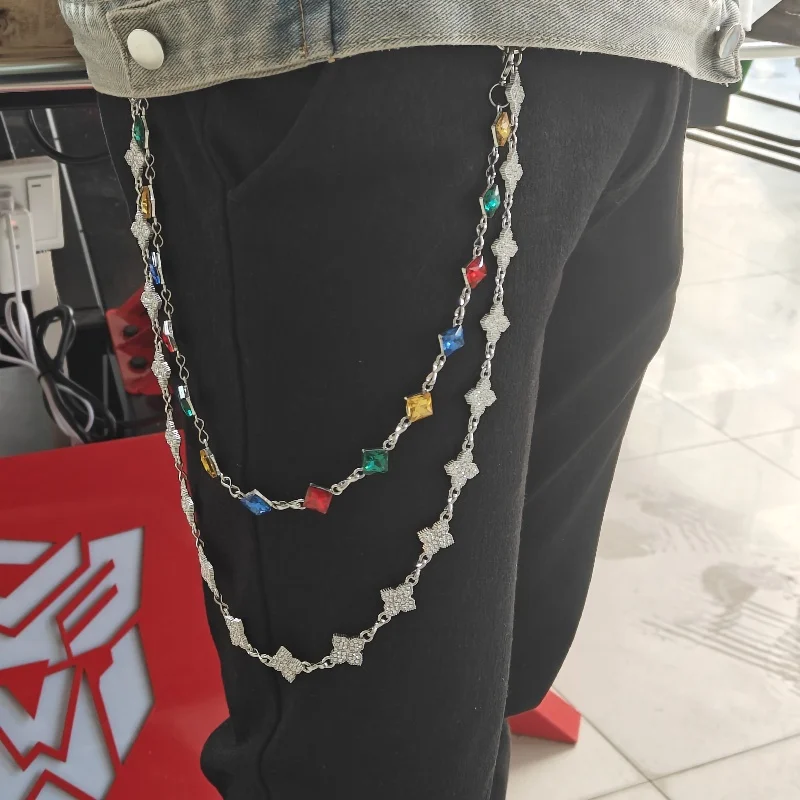 2025 New Model Flower Shape Hip Hop Pants Chain Fashionable Men And Women One\'s Waist Luxury Accessories Spring Gift