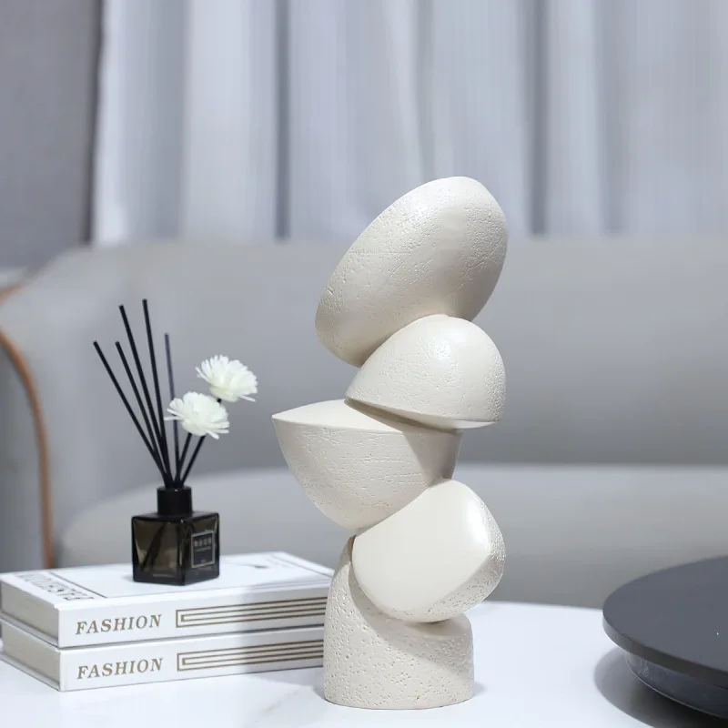 Abstract Resin Geometric Stacking Art Decoration, Living Room Foyer TV Cabinet Home Decoration Products, Miniature Models