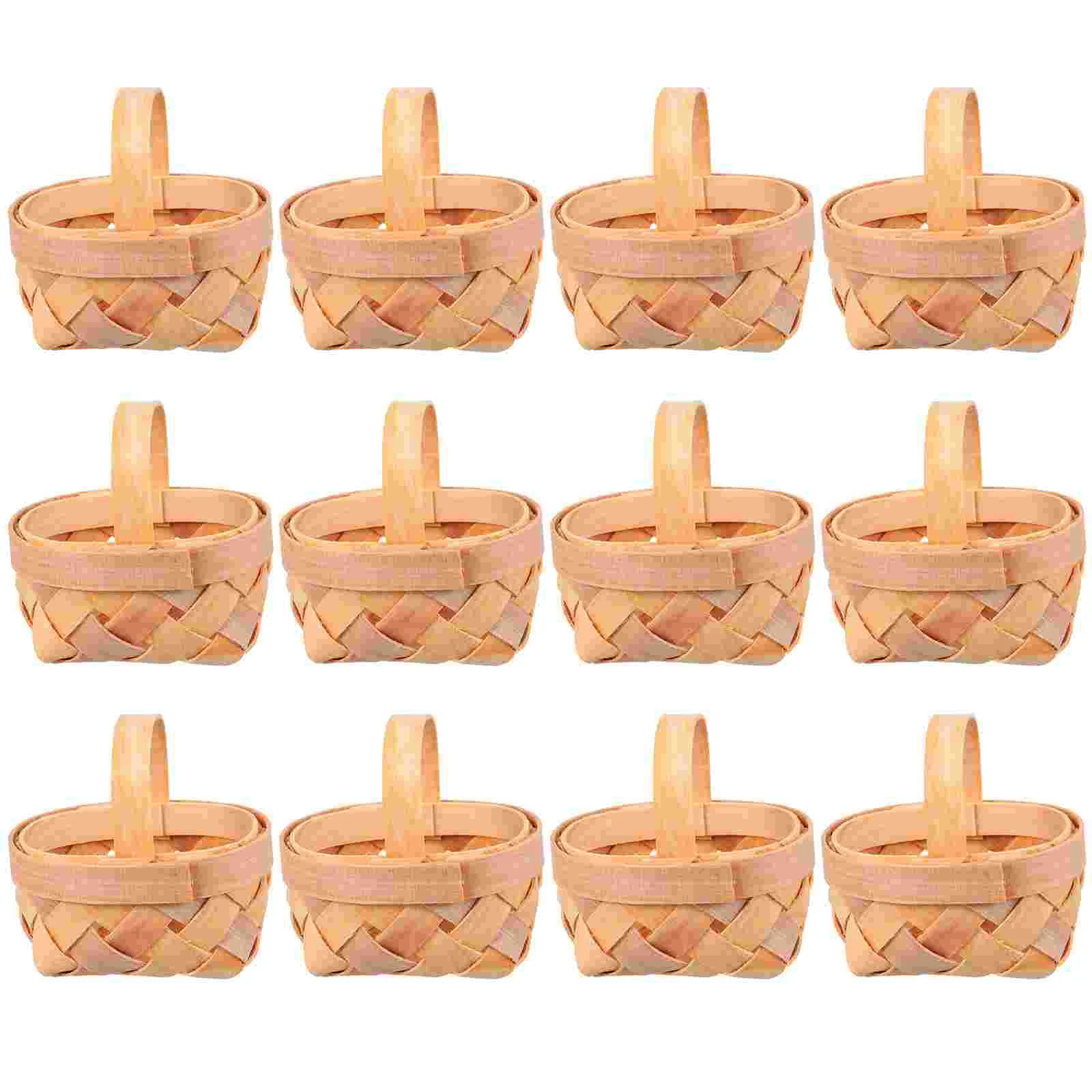 

12pcs Manual Woven Mini Baskets Wood Chip Baskets Decorations Mini Baskets Woven Basket Mini Basket Woven Basket Wood Chip