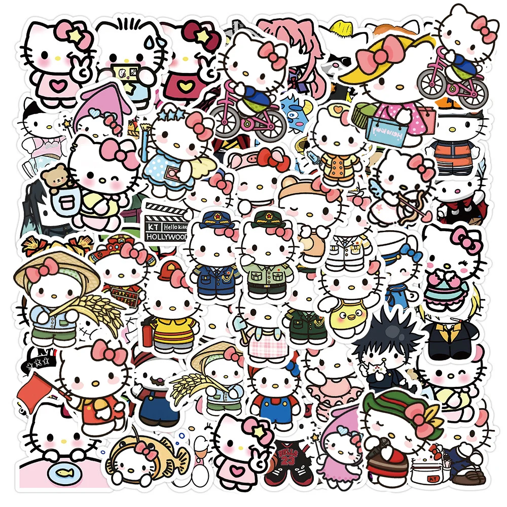 

10/30/50/104pcs Cartoon Hello Kitty Stickers Kawaii Graffiti Decals Computer Suitcase Luggage Waterproof Sticker for Kids Gifts