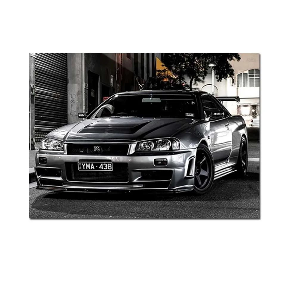 Nissan Skyline Gtr samochód robótki Diy 5d diament zestawy do malowania pełny haft diamentowy Rhinestone miasto krajobrazy obraz mozaika