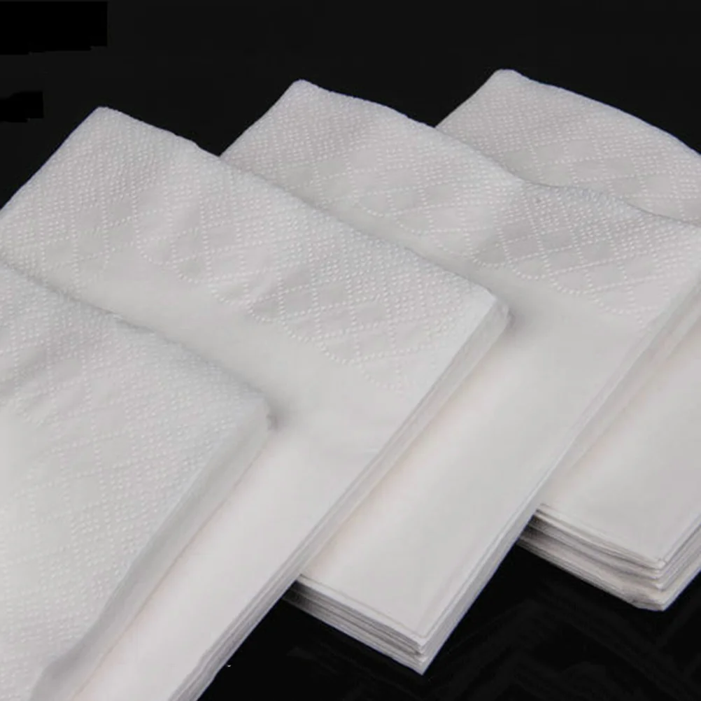 Servilletas cuadradas de 2 capas para decoración de mesa, 300 hojas, servilletas de cena para restaurante, bebidas, pañuelos blancos