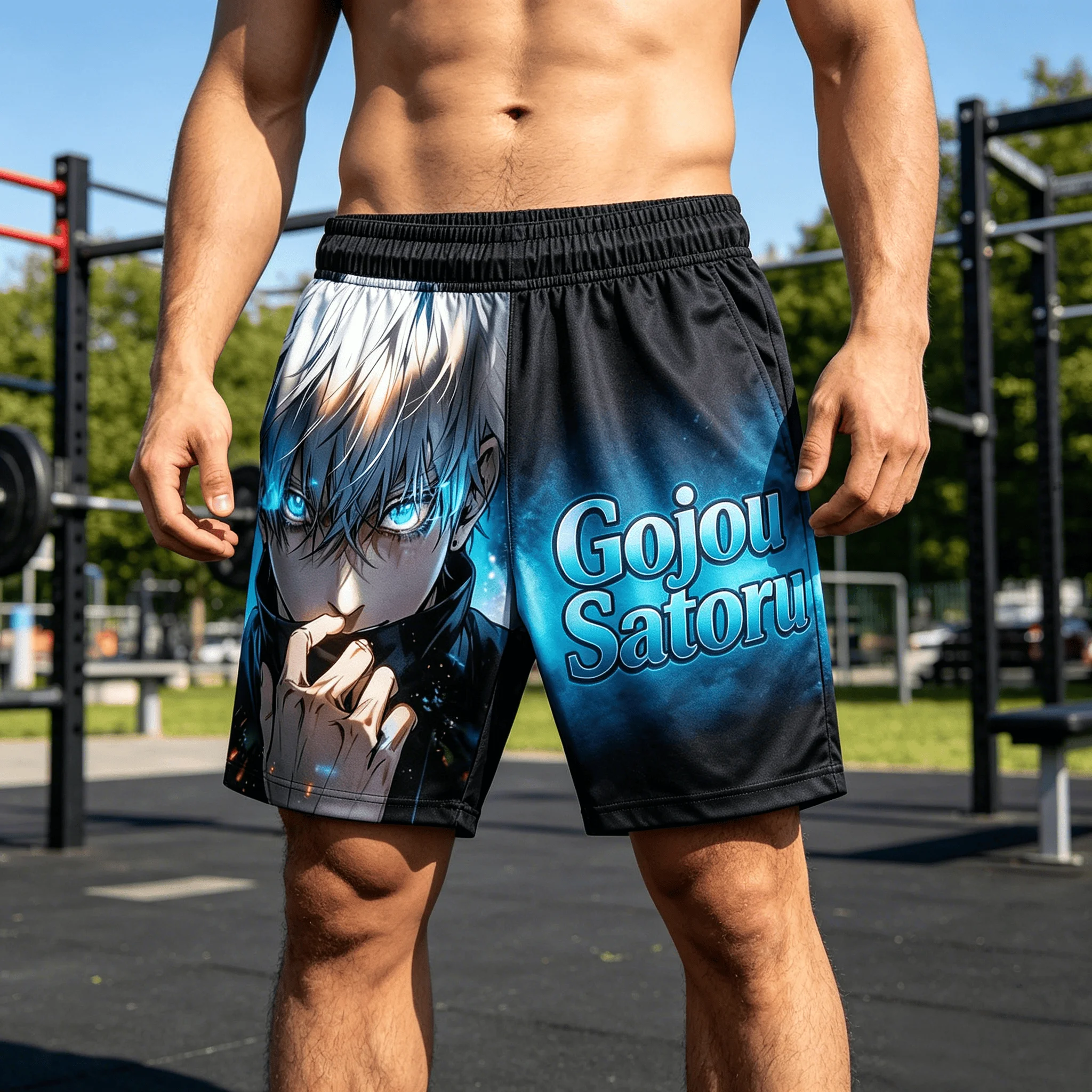 2026 New Jujutsu Kaisen Gojo Satoru Men's Shorts, Anime Print Breathable Quick Dry Beach Board Shorts, Casual  Sports Shorts