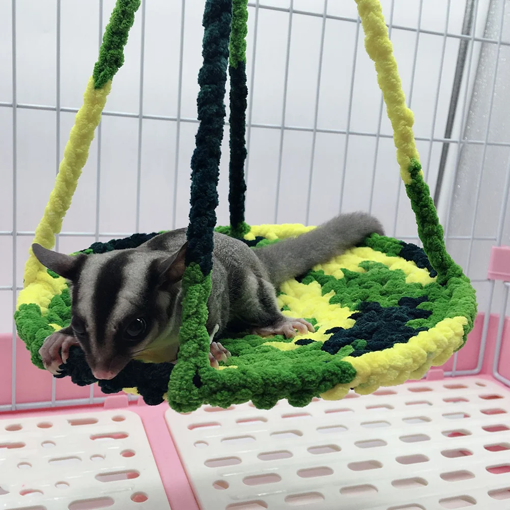 

Hamster Hand-Woven Hanging Nest Random Color Comfortable Woolen Yarn Pet Bed Hanging Hamster Hammock Hammock Small Pet Hommock