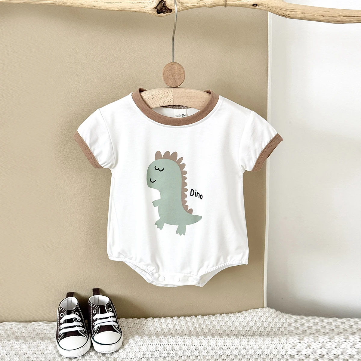 

Newborn Baby Girls Romper Casual Cartoon Dinosaur Print Cute Button Up Jumpsuit Boys Clothes Summer Infant Clothes Baby Onesie
