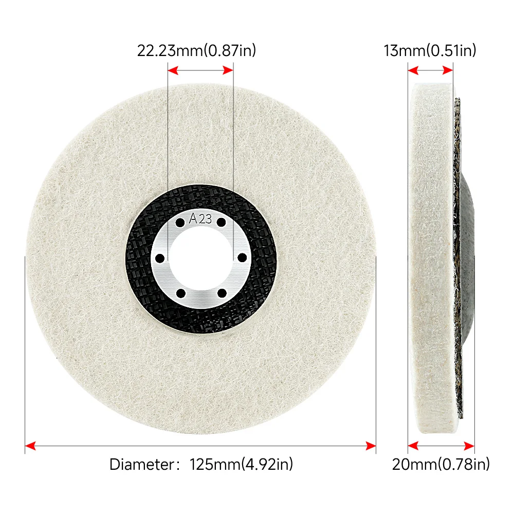 5Inch 125mm Wool Polishing Wheel Wool Felt Pad Grinder Accessories Grinding Disc Metal Ceramic Marble Glass Tile Polishing  Pad