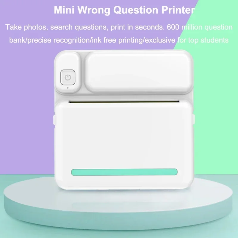 Mini Printer Thermal Portable Inkless Pocket Printer Bluetooth Connection for Notes Photos Label Memo Wrong Question Print