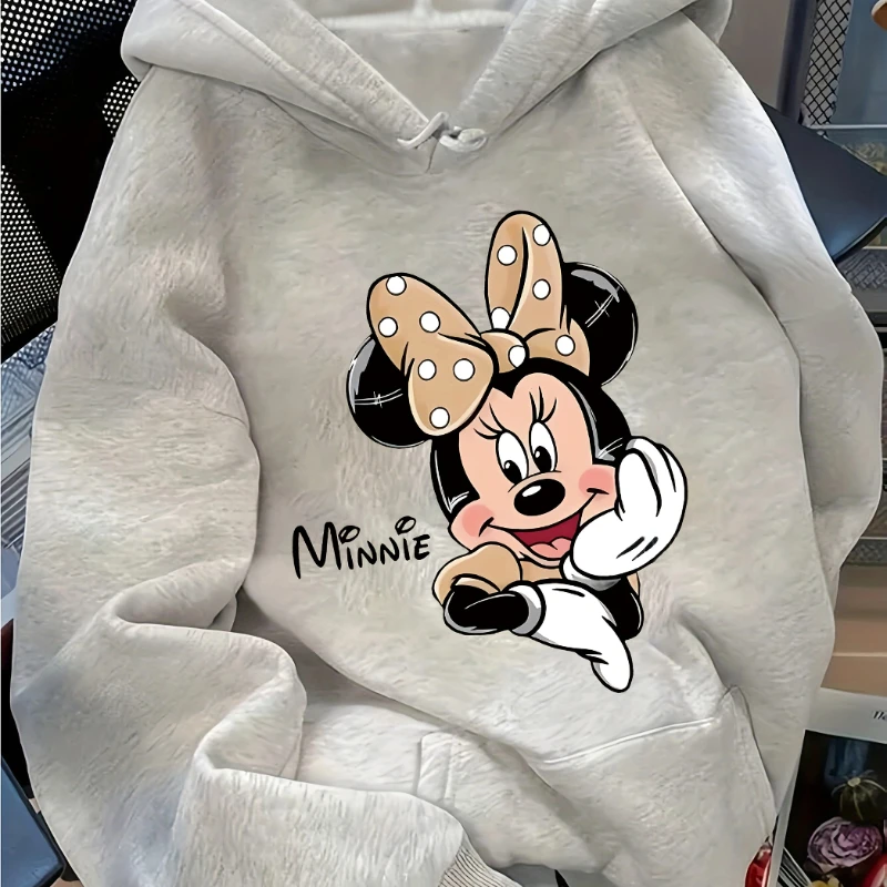 ديزني النساء الرجال مقنعين البلوز الكرتون ميكي طباعة الخريف بلوفر شتوي لطيف شخصية تصميم ملابس يومية